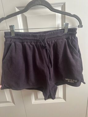 White Fox Boutique Black Ribbed Drawstring Lounge Shorts